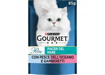 Purina Gourmet Perle 85gr piaceri del mare con pesce dell'oceano e gamberetti interi